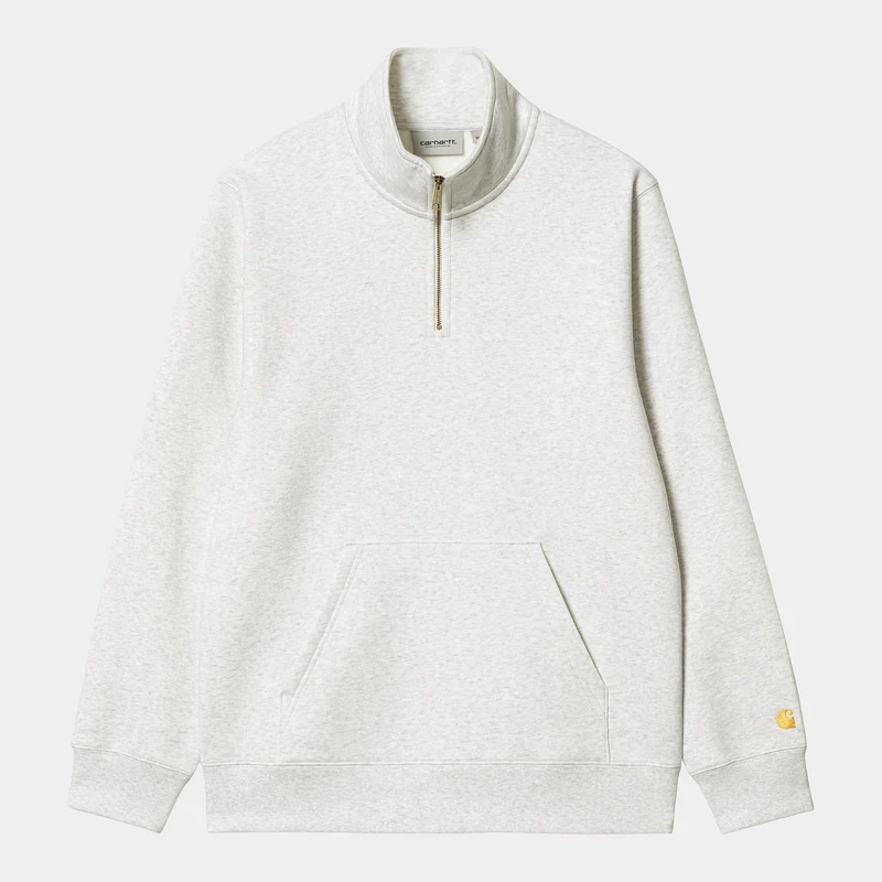 Carhartt WIP Heren Chase Neck Zip Sweat Top - Ash Heather