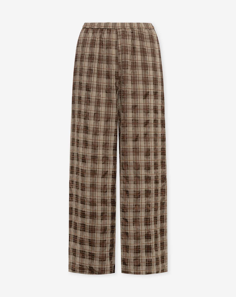 BECKA WIDE LEG PANTS TALL BRUIN CHECK