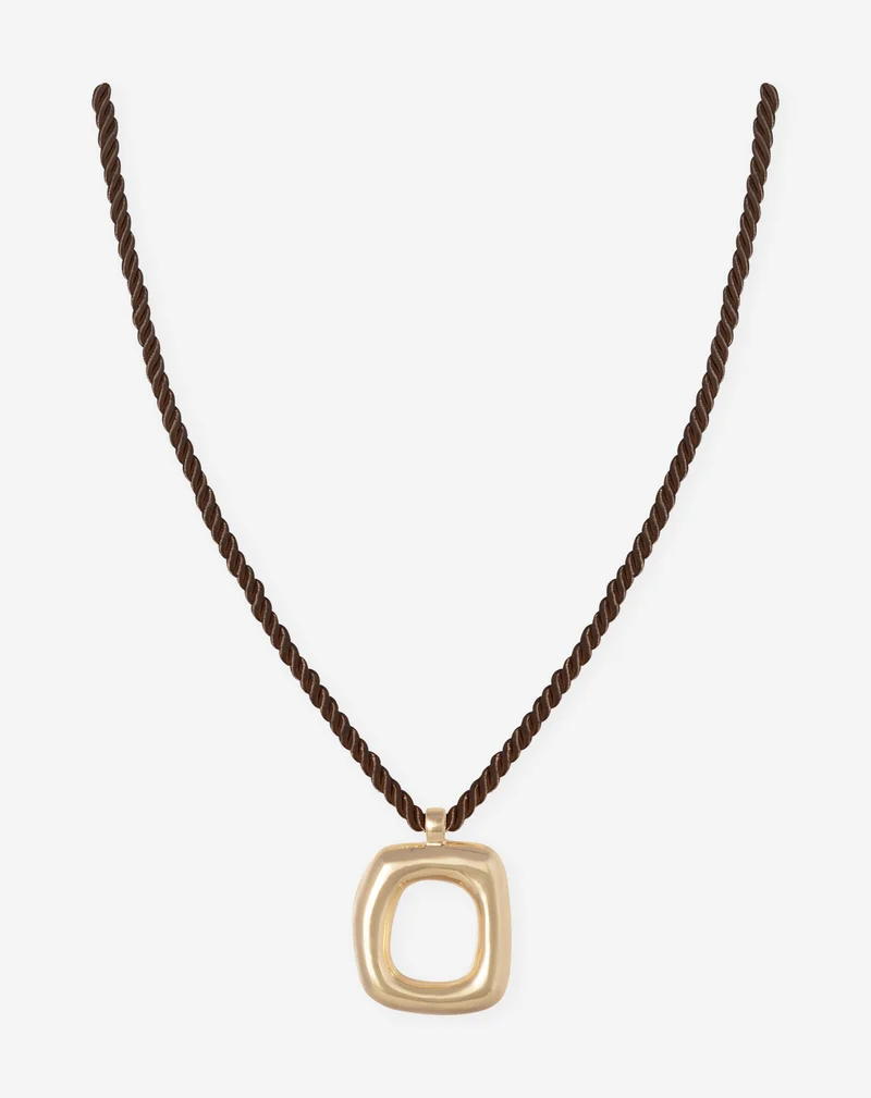 SQUARE CHARM CORD NECKLACE DONKERBRUIN