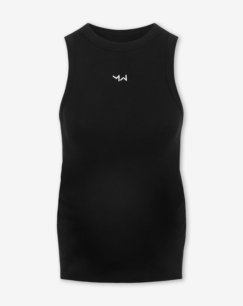 RACERBACK EMBROIDERY RIB TOP MATERNITY ZWART