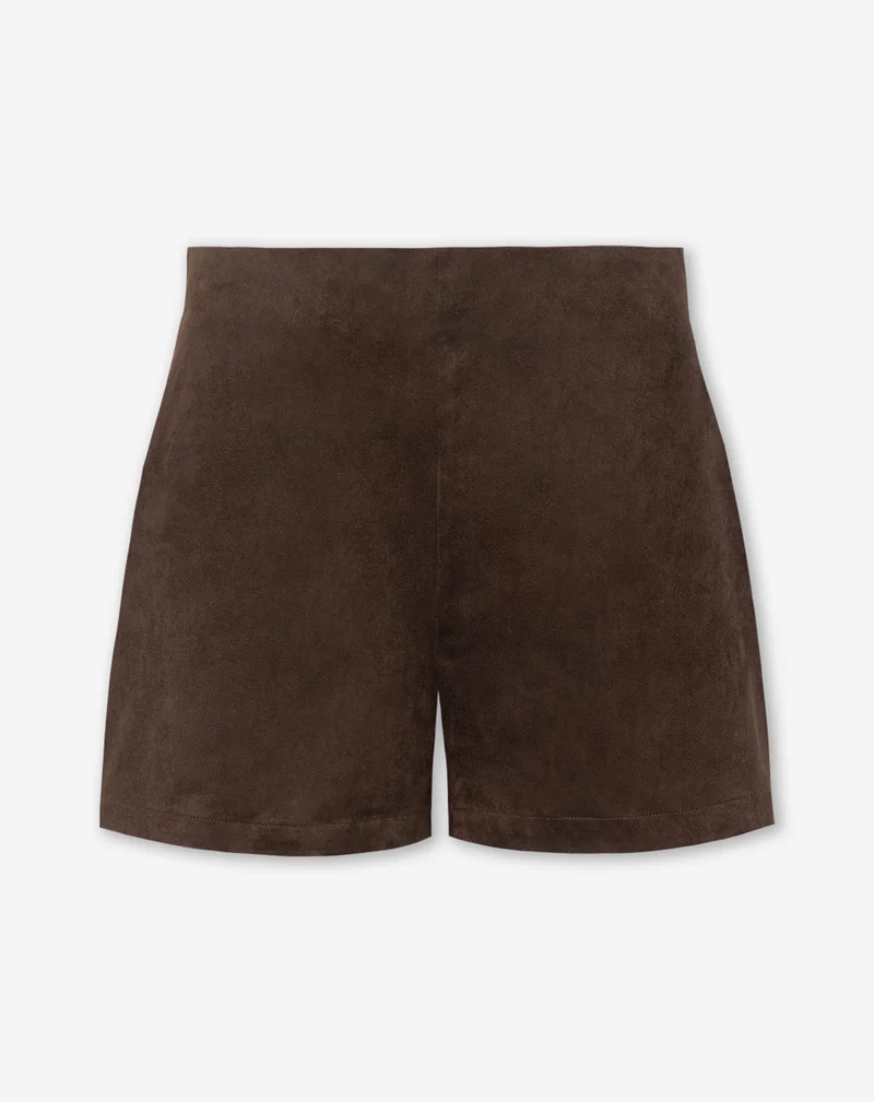 ROWAN SUEDE SHORTS DONKERBRUIN