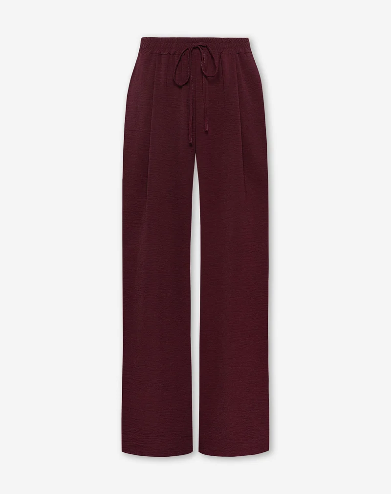 JULIE WIDE LEG PANTALON PETITE DONKER BURGUNDY