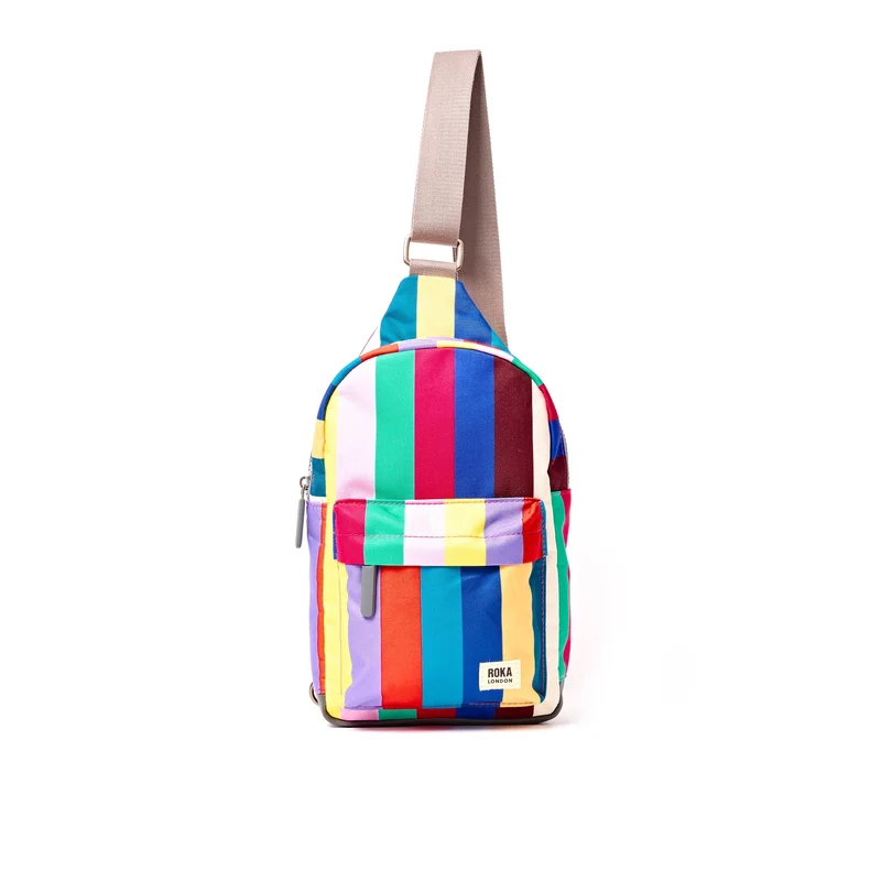 ROKA Willesden B Wide Multi Stripe Grote Tas van Gerecycled Canvas