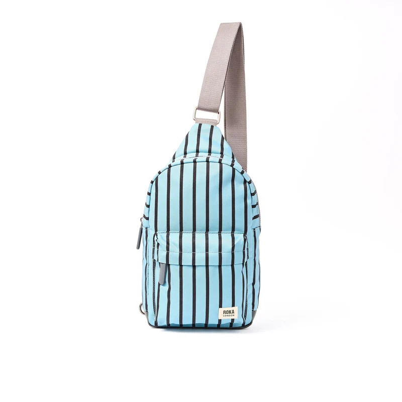 ROKA Willesden Grote tas van gerecycled canvas met blauwe strepen (B Blue Stripe)