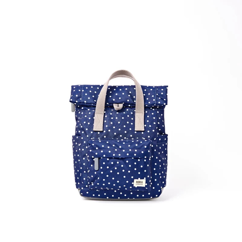 ROKA Canfield B Navy Polka Dot Kleine Tas van Gerecycled Canvas