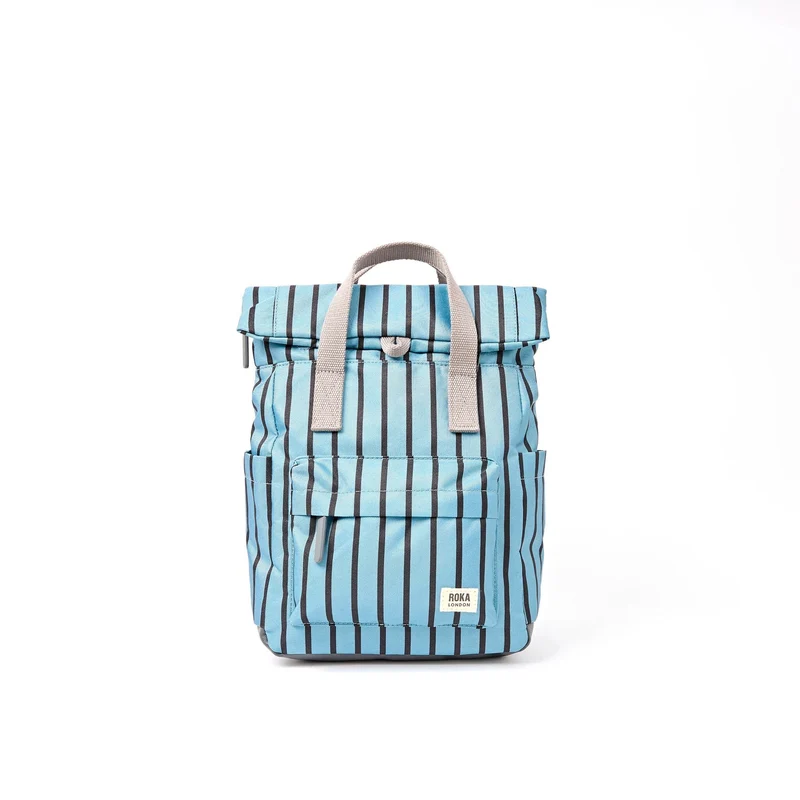 ROKA Canfield B Blue Stripe Kleine Tas van Gerecycled Canvas