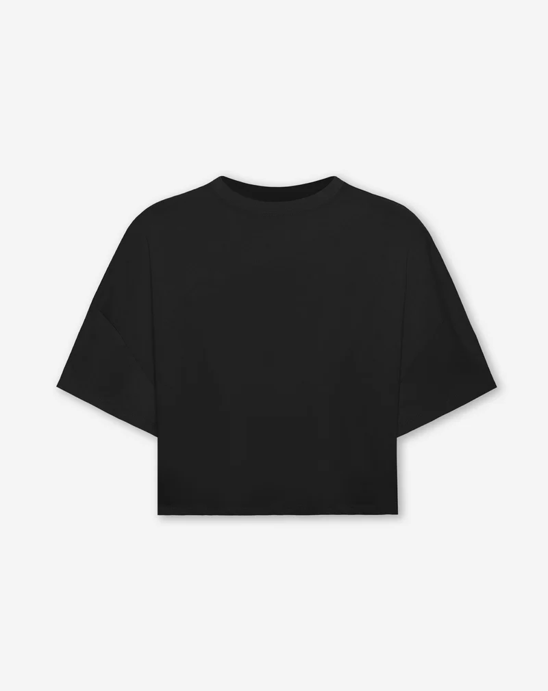 BASIC CROPPED OVERSIZED TEE ZWART