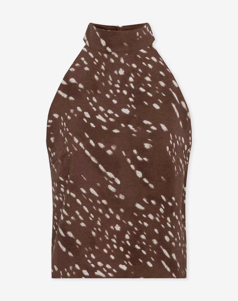 JULIE DEER PRINT HALTER TOP BRUIN