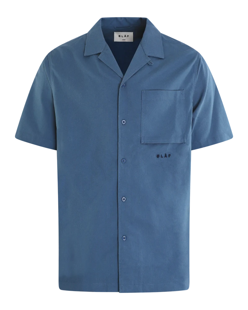 Heren Cotton Linen Shirt Blauw
