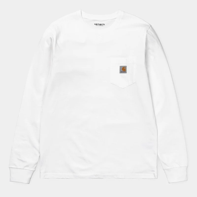Carhartt WIP Heren T-shirt met lange mouwen en zak - Wit