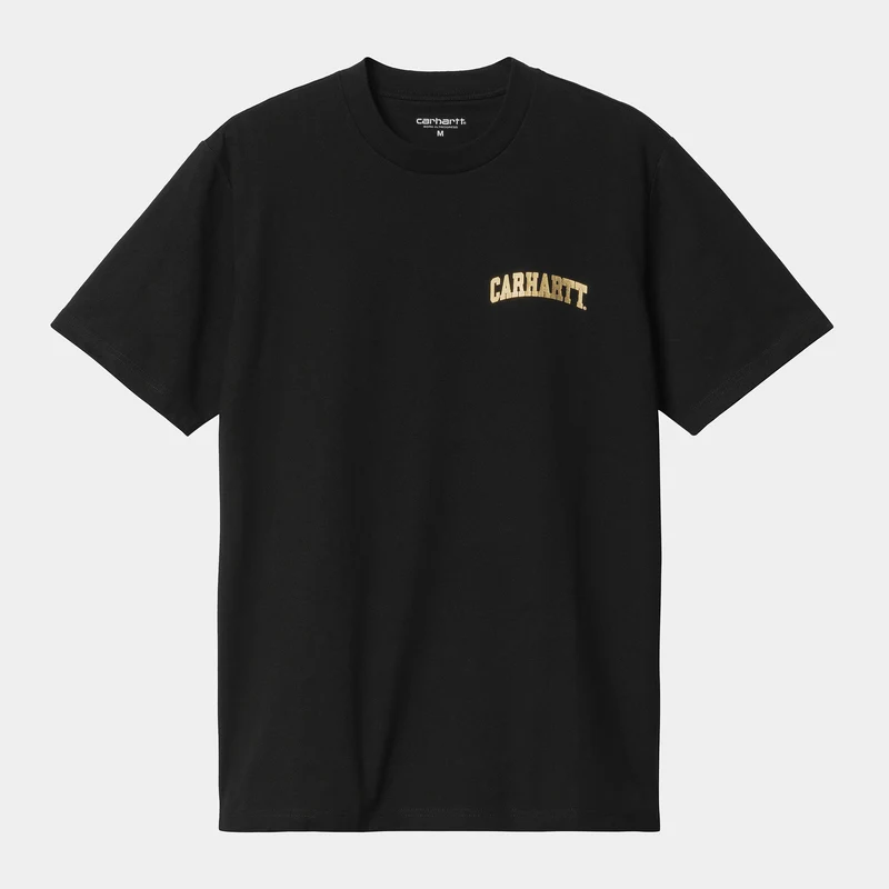 Carhartt WIP Heren University Script Organic T-shirt - Zwart / Goud