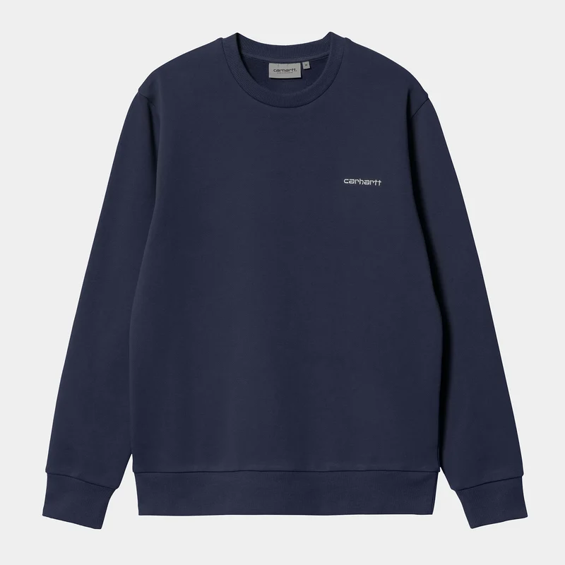 Carhartt WIP Heren sweattop met scriptborduurwerk - blauw / wit