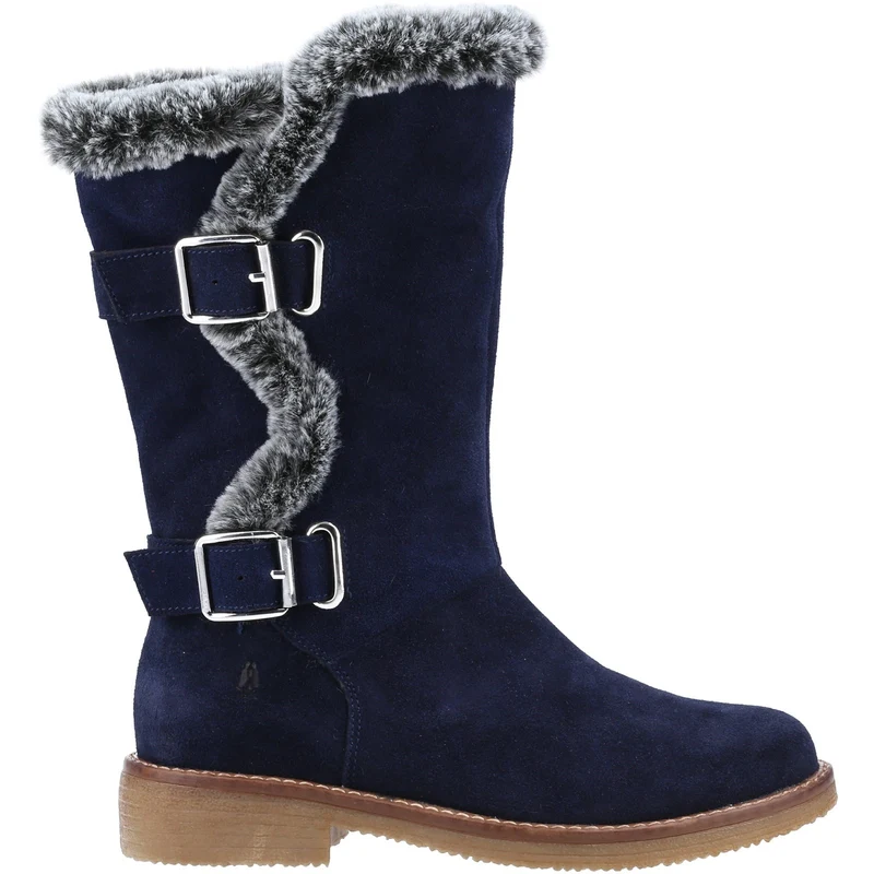Hush Puppies Megan suède halfhoge laarzen voor dames - marineblauw