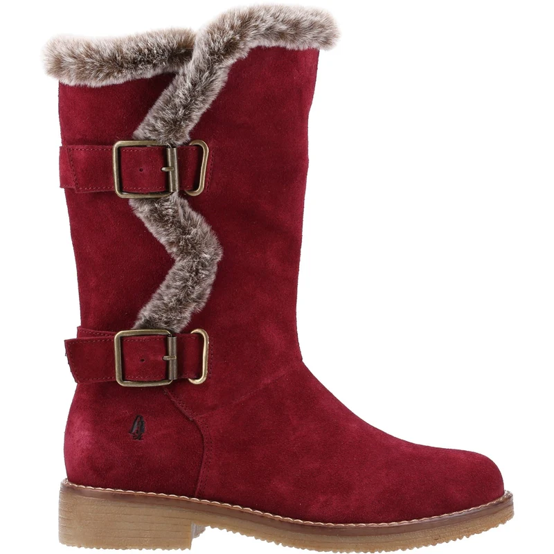 Hush Puppies Megan suède middenlaarzen voor dames - donkerrood