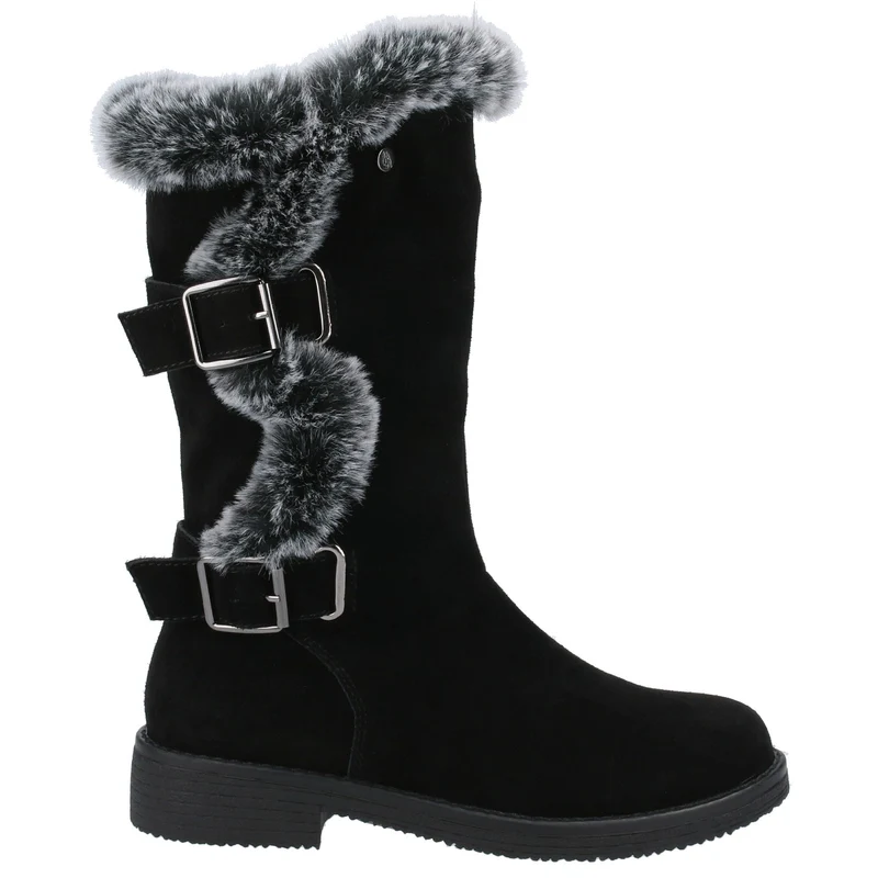 Hush Puppies Megan suède middenlaarzen voor dames - zwart