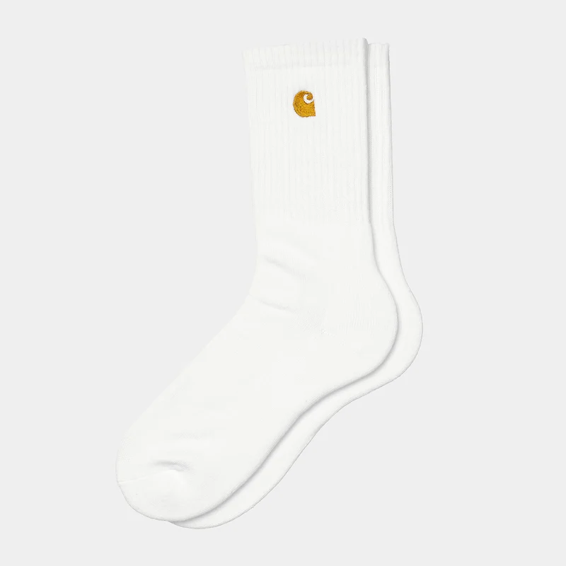 Carhartt WIP Heren Chase Sokken - Wit / Goud