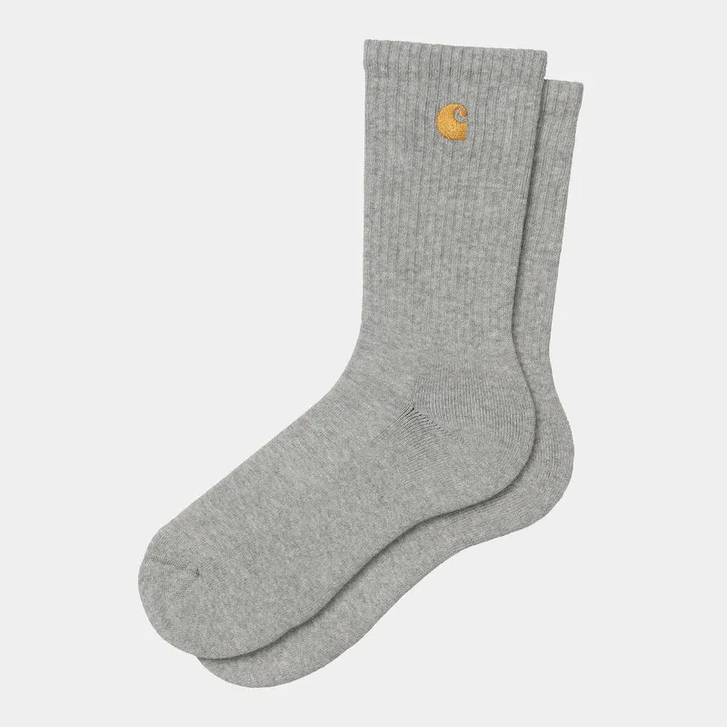 Carhartt WIP Heren Chase Sokken - Grijs Heather / Goud