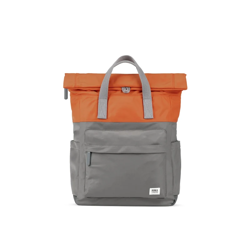 ROKA Creatieve verspilling Canfield B Grafiet/Verbrand Oranje Middelgrote Tas van Gerecycled Nylon