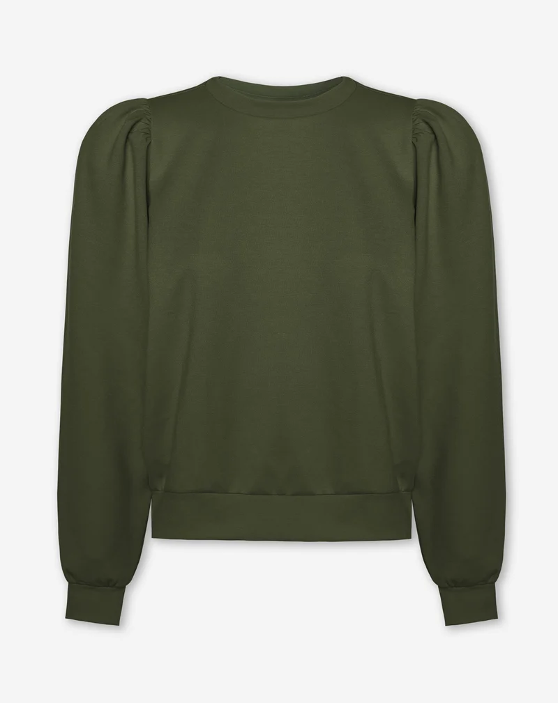 SCUBA PUFF SLEEVE SWEATER LEGERGROEN
