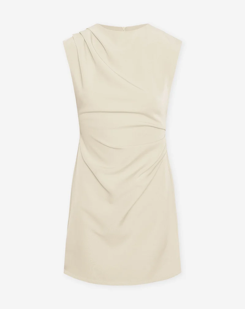 SOFIA RUCHED DRESS BEIGE