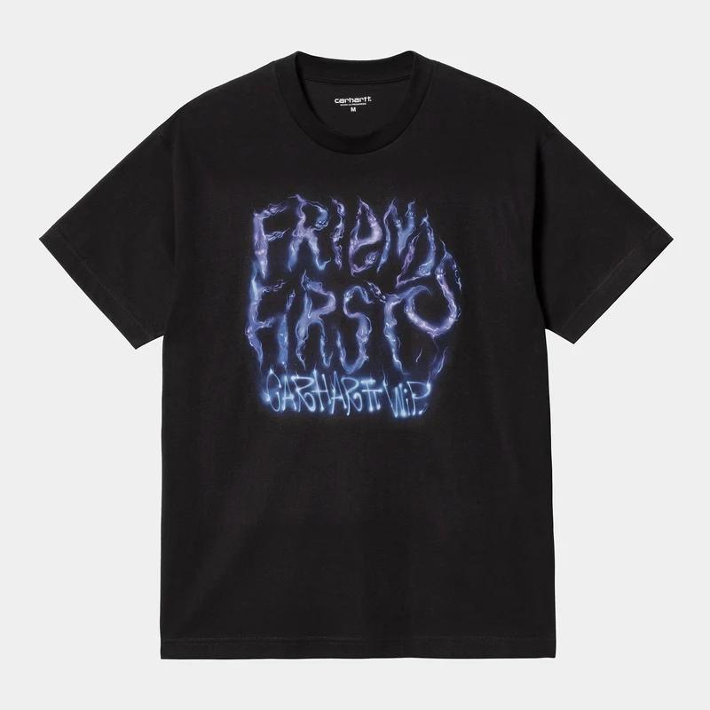 Carhartt WIP Heren babyborstel Friends Eerste biologische T-shirt met korte mouwen - Zwart