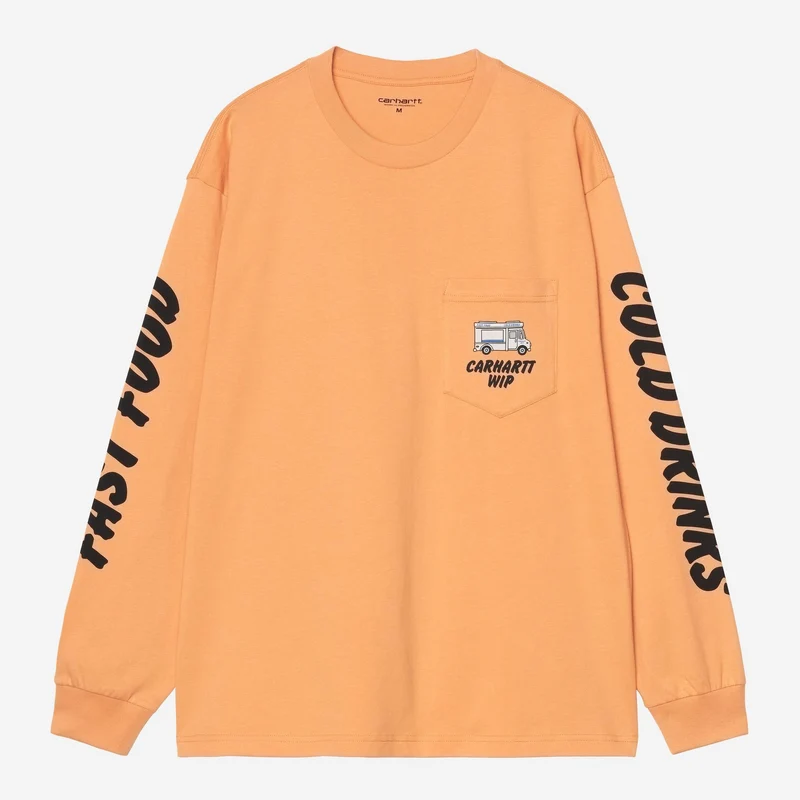 Carhartt WIP Heren T-shirt met lange mouwen voor koude dranken | Zacht Oranje