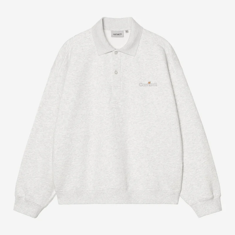 Carhartt WIP Polo sweatshirt voor heren met WIP-label | Ash Heather