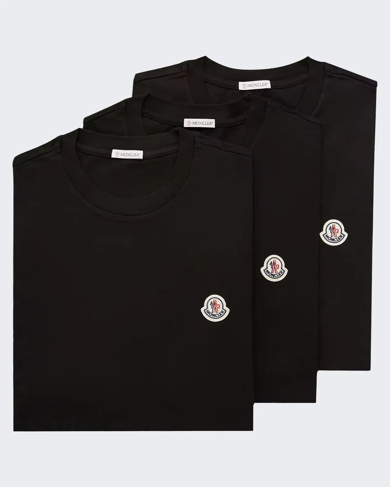 Moncler Heren T-shirt 3-pack met korte mouwen Zwart