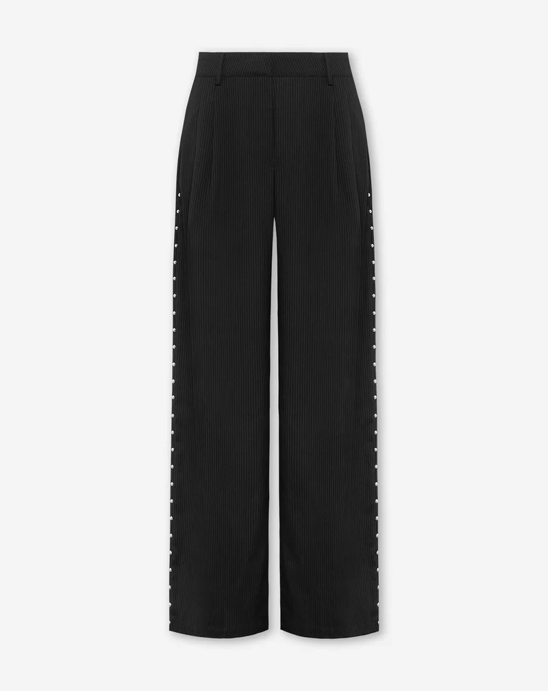 SAAR PINSTRIPE STUD PANTALON ZWART