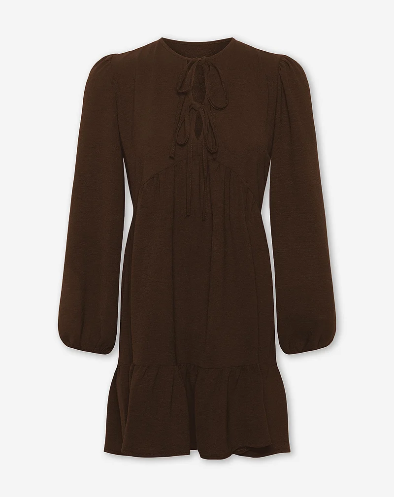 JULIE RUFFLE BOWS DRESS BRUIN