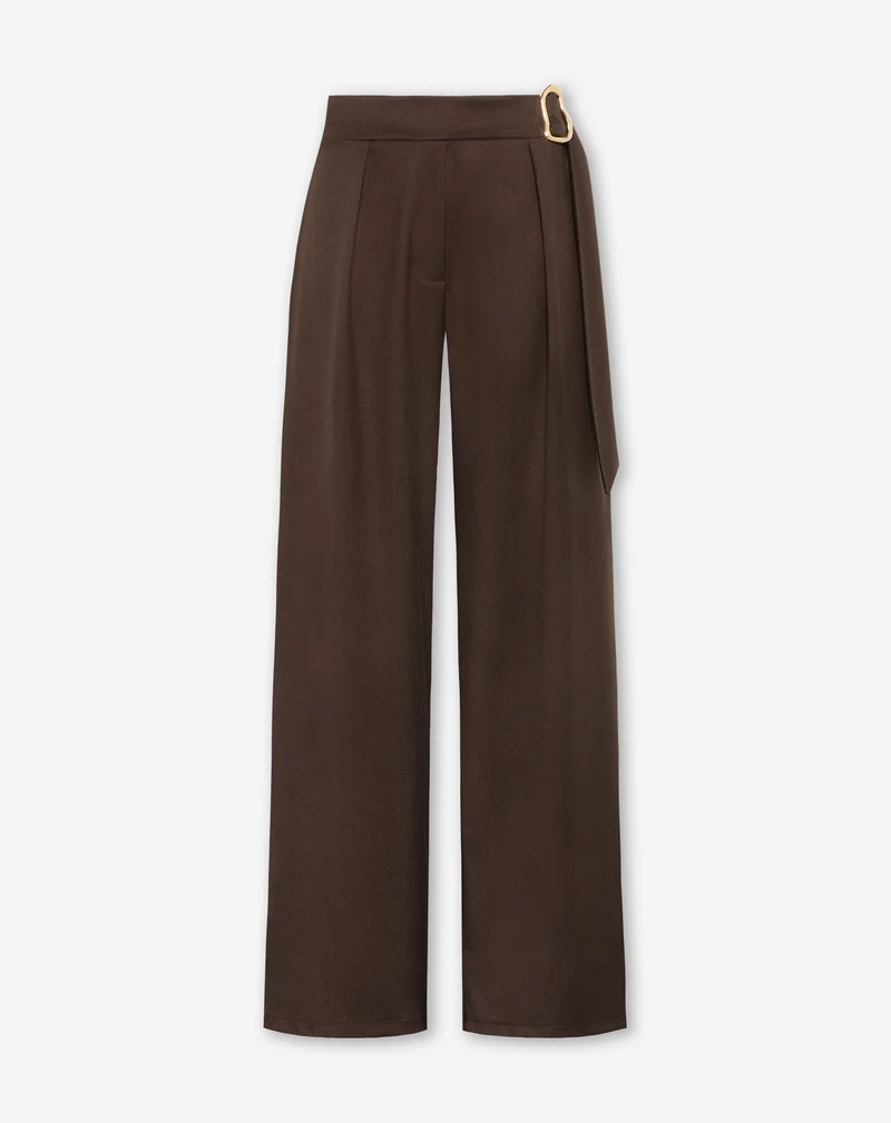 PHOEBE BUCKLE STRAIGHT LEG PANTALON BRUIN
