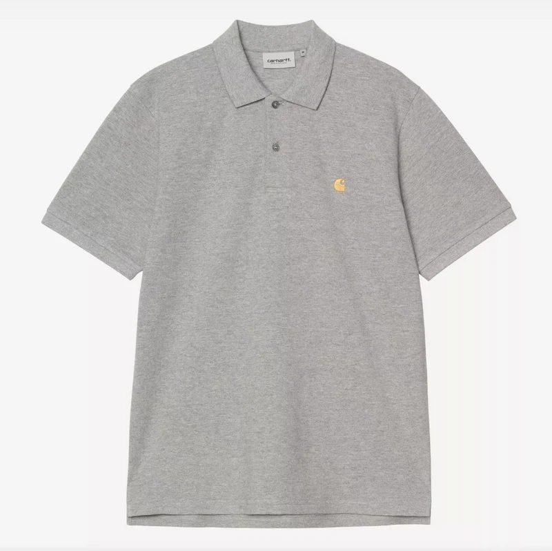 Carhartt WIP Heren Chase Piqué Poloshirt met korte mouwen | Grijs gemêleerd