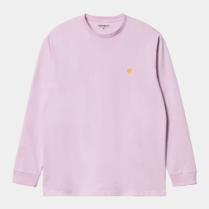 Carhartt WIP Heren Chase T-shirt met lange mouwen - Pale Quartz / Goud