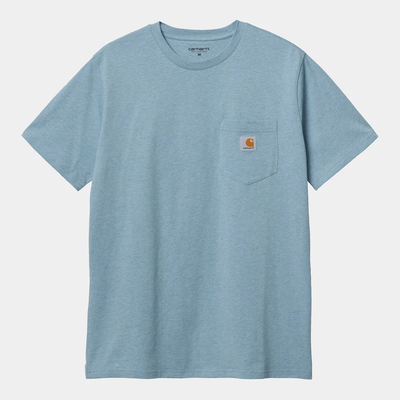 Carhartt WIP Heren T-shirt met korte mouwen en zak - Frosted Blue Heather