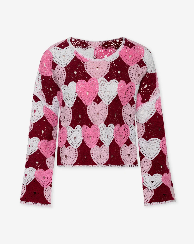 HEART CROCHET TOP ROZE
