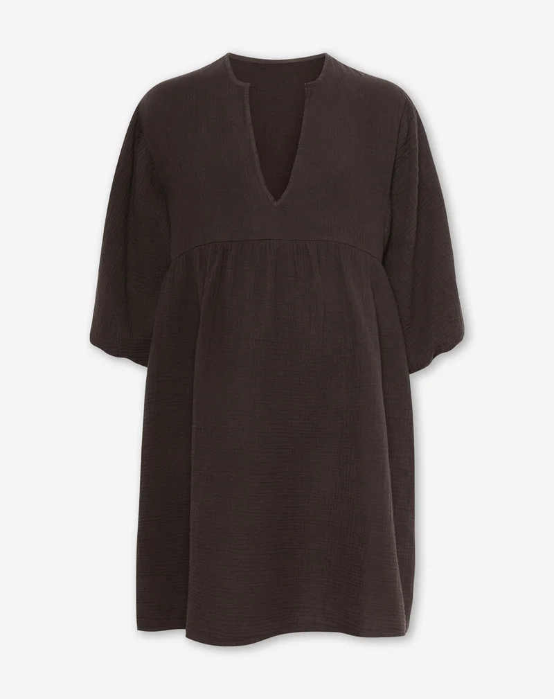 MOUSSELINE V-NECK DRESS MATERNITY BRUIN