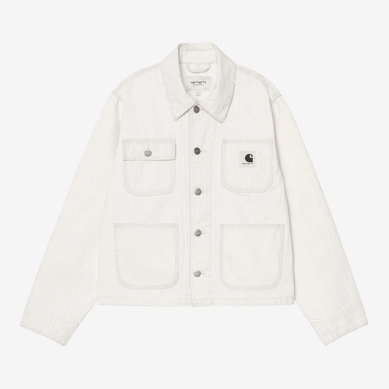 Carhartt WIP DAMES Mercer Werkjas | Grafiet / Gebleekt met was Mercer Stripe