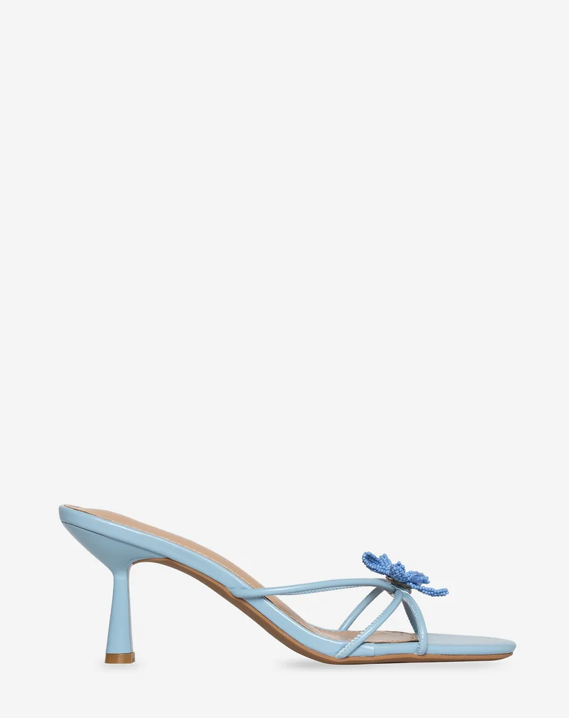 FLOWER BEADS HEELS BLAUW