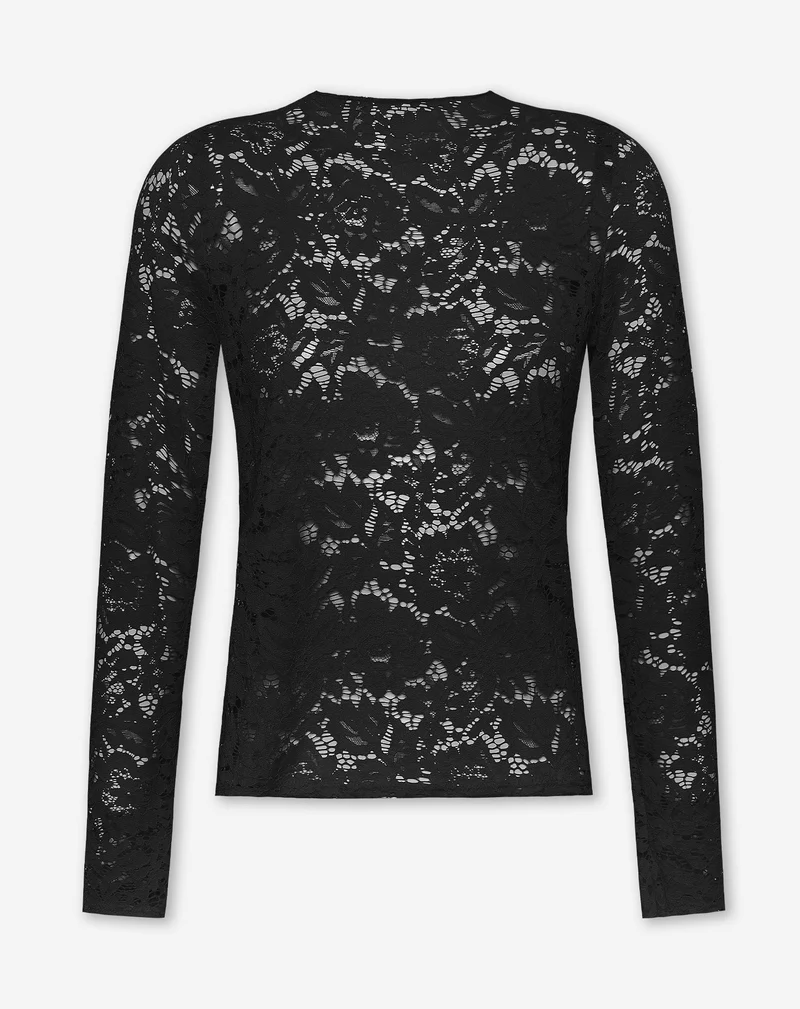 FLOWER LACE TOP ZWART
