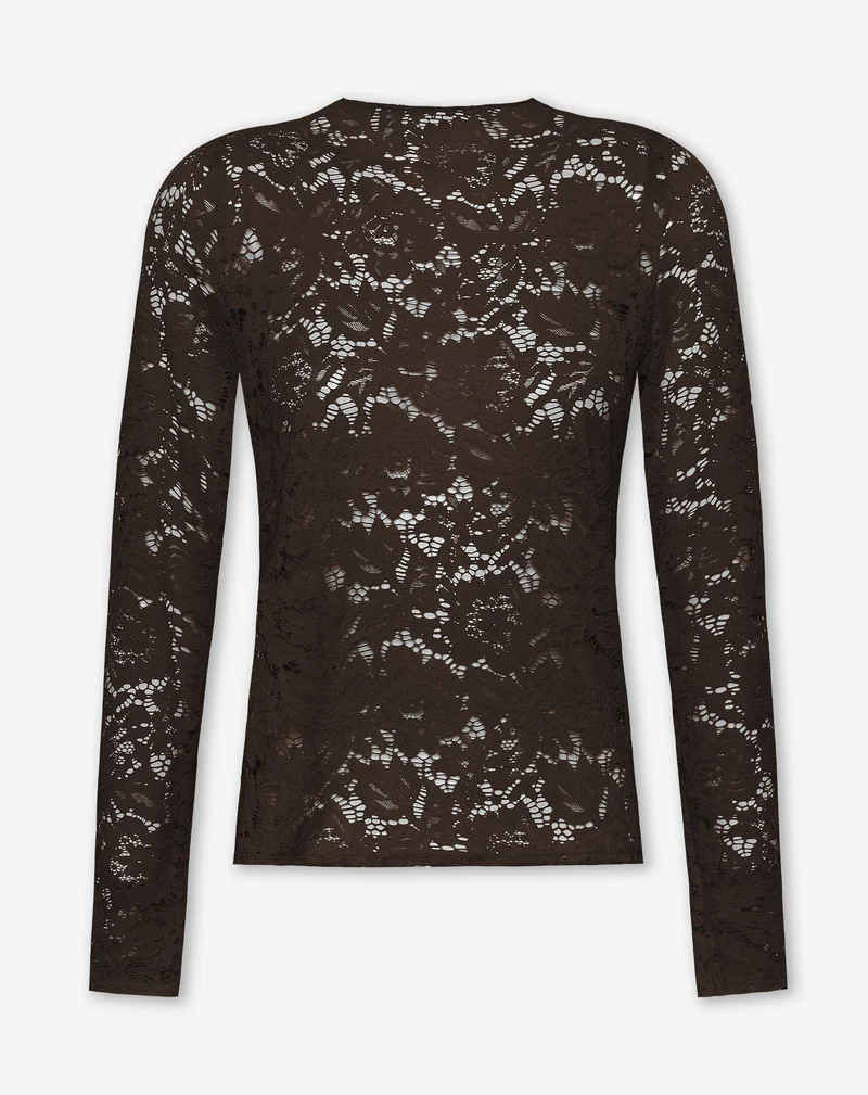 FLOWER LACE TOP BRUIN