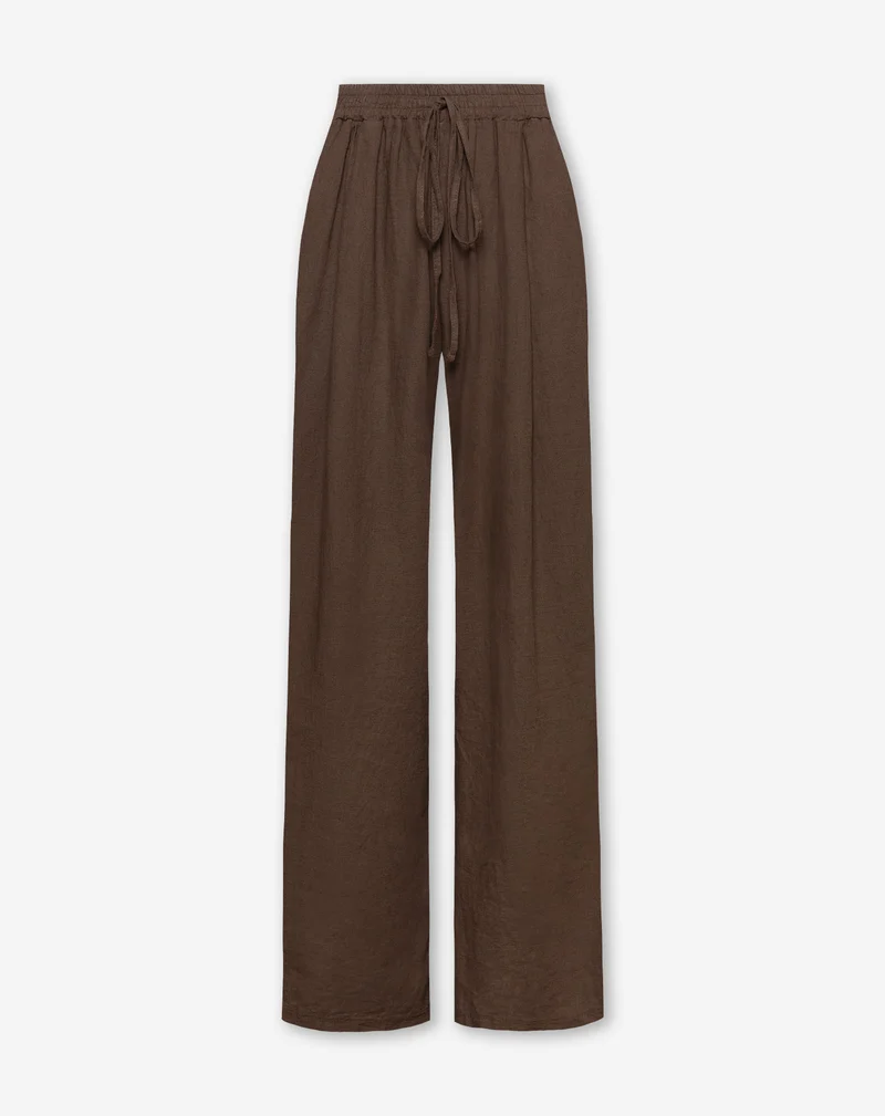 CARMEN LINEN WIDE LEG PANTS BRUIN