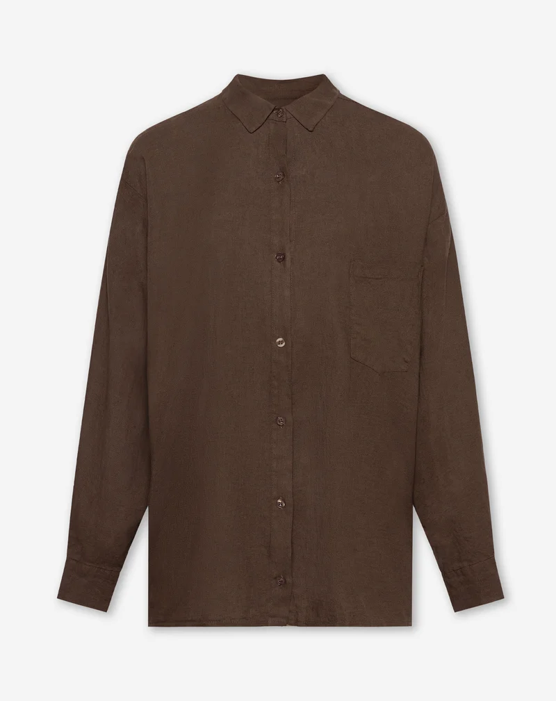 CARMEN LINEN OVERSIZED BLOUSE BRUIN