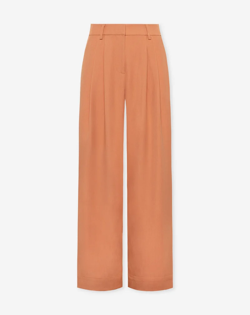 LORNA PLEATED WIDE LEG PANTALON PETITE ZACHT ORANJE