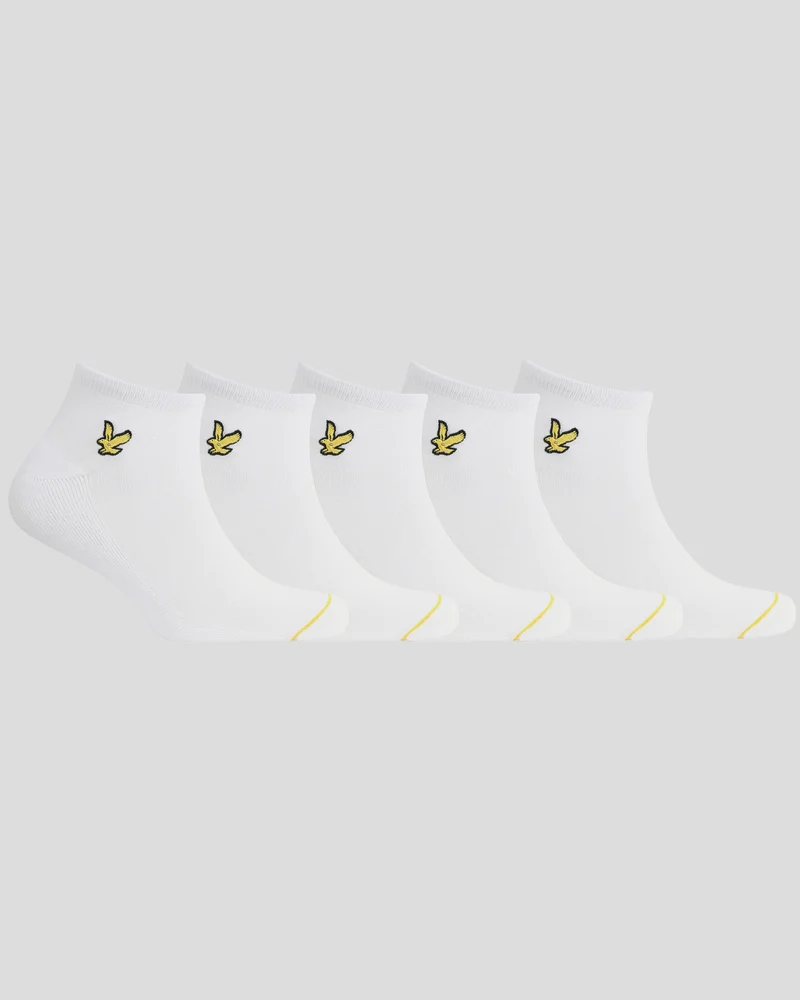 Lyle & Scott Heren Ruben enkelsokken | 5 stuks | Wit