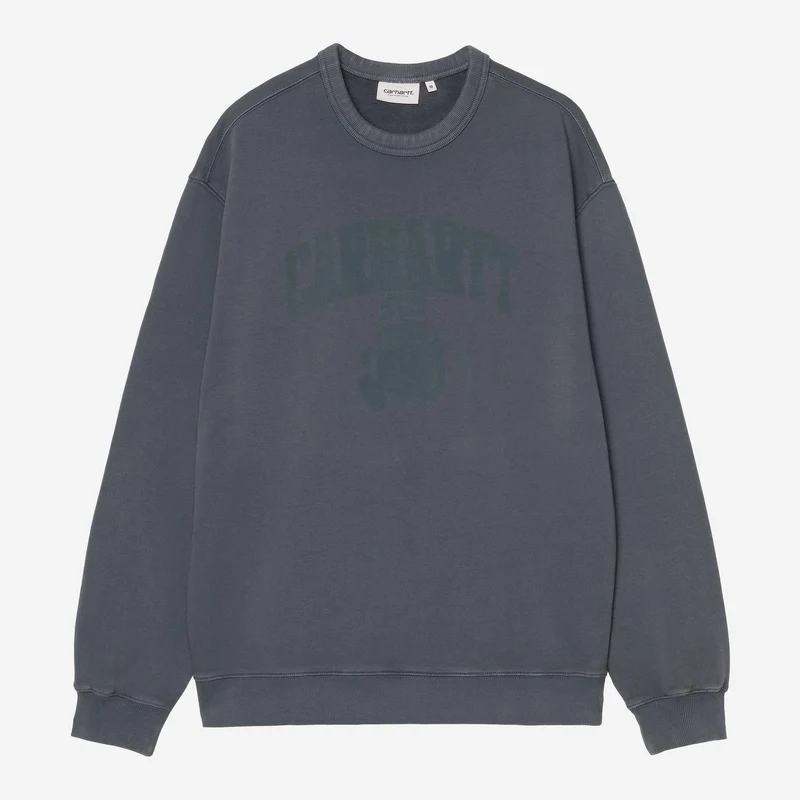 Carhartt WIP Herensweatshirt van Pond Corps met een verwassen look | Diep donker, zware stonewash