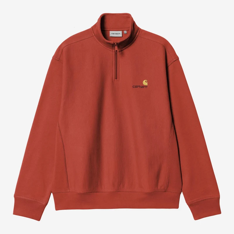 Carhartt WIP Heren halve rits American Script Sweatshirt | Oxiderood