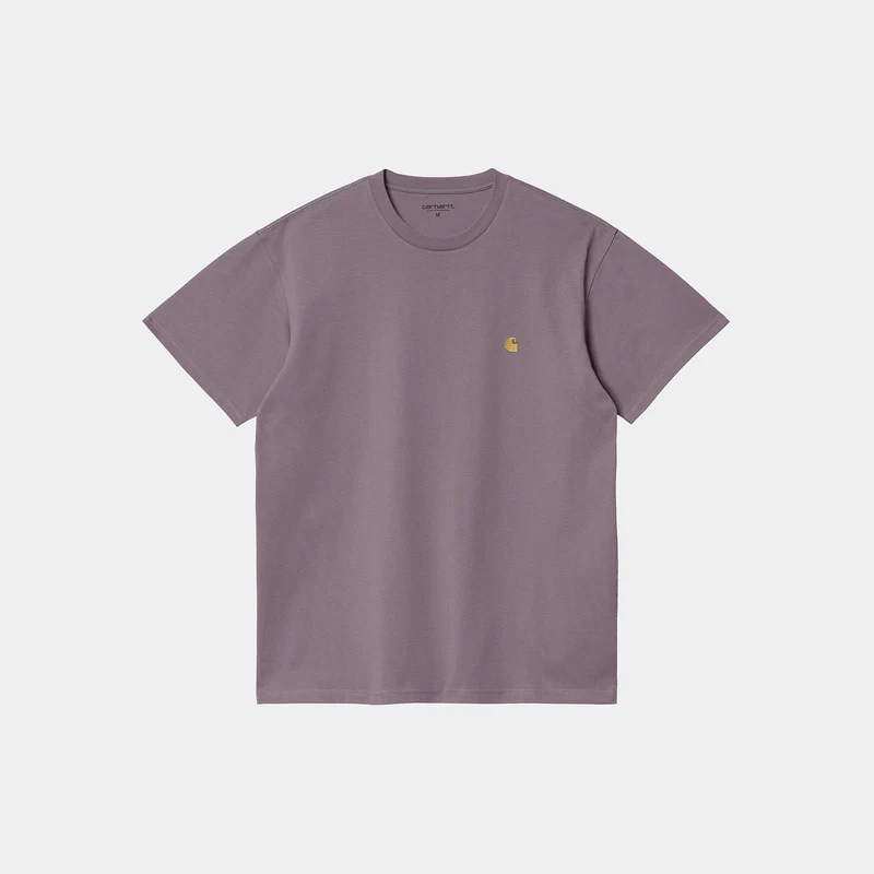 Carhartt WIP Heren Chase T-shirt met korte mouwen - Misty Thistle / Goud