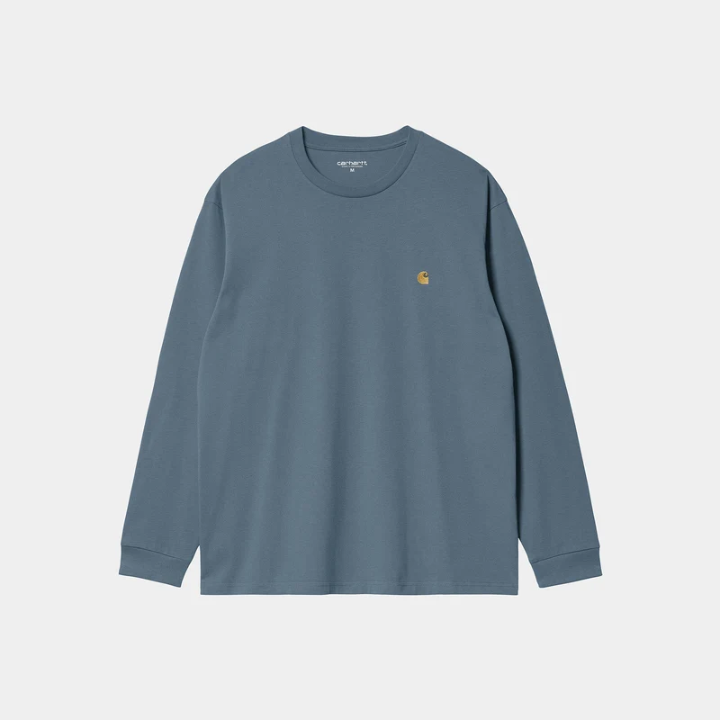 Carhartt WIP Heren Chase T-shirt met lange mouwen - Stormblauw / Goud