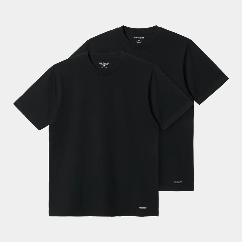 Carhartt WIP Heren standaard T-shirt met ronde hals en korte mouwen (2-pack) - zwart
