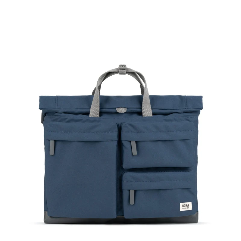 ROKA Blackfriars M Diepblauwe Gerecyclede Canvas Tas